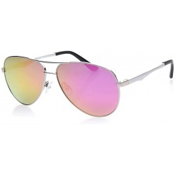 Square Premium Military Style Classic Aviator Sunglasses- Polarized- 100% UV protection Mirrored Nylon lens - Pink - CP18U909...