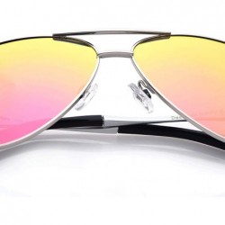 Square Premium Military Style Classic Aviator Sunglasses- Polarized- 100% UV protection Mirrored Nylon lens - Pink - CP18U909...