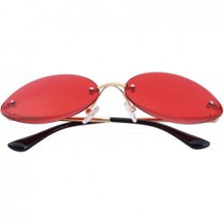 Oval Women Rimless Oval Sunglasses Gradient Lens UV400 Protection S6157 - Red - CI18CHU7E2N $11.61