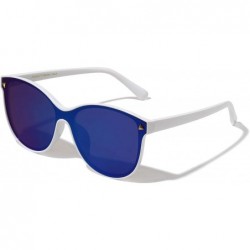 Shield Busan Round One Piece Shield Retro Cat Eye Sunglasses - Blue White - CO1975U5Y0S $16.23