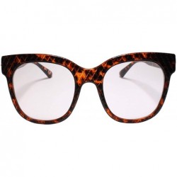 Oversized Womens XXL Oversize Square Clear Lens Horn Rimmed Eye Glasses Frame - Tortoise - C6199EQ0IK5 $16.20