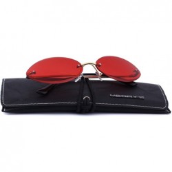 Oval Women Rimless Oval Sunglasses Gradient Lens UV400 Protection S6157 - Red - CI18CHU7E2N $11.61
