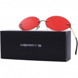 Oval Women Rimless Oval Sunglasses Gradient Lens UV400 Protection S6157 - Red - CI18CHU7E2N $11.61