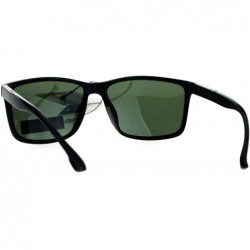 Rectangular Polarized Lens Mens Sunglasses Classic Fashion Rectangular Frame - Shiny Black (Green) - C11859N6G9H $13.12