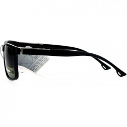 Rectangular Polarized Lens Mens Sunglasses Classic Fashion Rectangular Frame - Shiny Black (Green) - C11859N6G9H $13.12