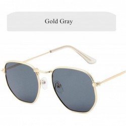 Semi-rimless Vintage Polygon Sunglasses Women Men Metal Frame Sun Glasses Ladies UV400 Luxury Polygonal Sunglass Male - C7198...