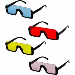 Shield Retro Shield Rectangular Lens Upside Down Half Rim Sunglasses for Women and Men - CS18R7SG9W0 $36.13