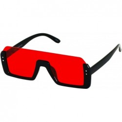 Shield Retro Shield Rectangular Lens Upside Down Half Rim Sunglasses for Women and Men - CS18R7SG9W0 $36.13