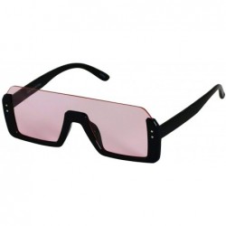 Shield Retro Shield Rectangular Lens Upside Down Half Rim Sunglasses for Women and Men - CS18R7SG9W0 $36.13