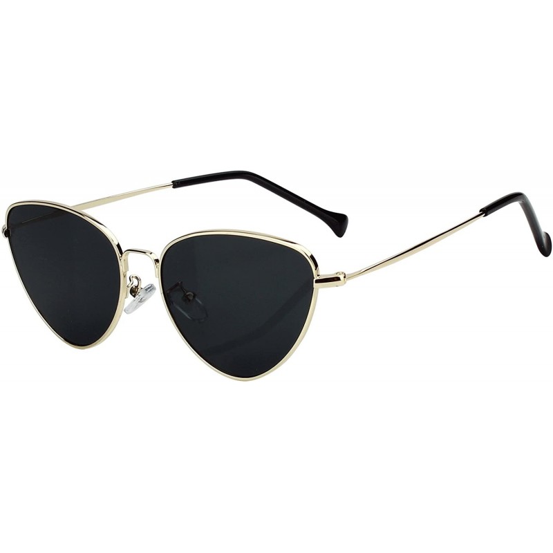 Goggle Womens Cat Eye Mod Metal Glasses Fashion Sunglasses - Gold / Grey Lens - CR1855H593Z $9.28