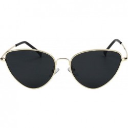 Goggle Womens Cat Eye Mod Metal Glasses Fashion Sunglasses - Gold / Grey Lens - CR1855H593Z $9.28