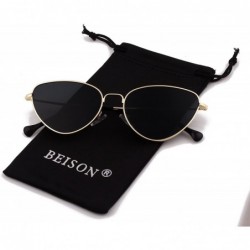 Goggle Womens Cat Eye Mod Metal Glasses Fashion Sunglasses - Gold / Grey Lens - CR1855H593Z $9.28
