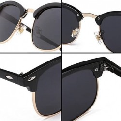 Round Genuine Semi Metal Quality Horn Rimmed Sunglasses Men Women Stylish UV400 - Black/Green - CD18EUDZEI2 $10.02