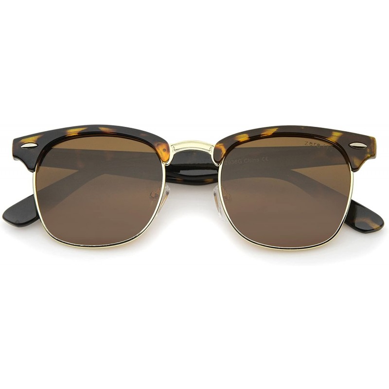 Square Polarized Lens Classic Half Frame Horn Rimmed Sunglasses 50mm - Tortoise-gold / Brown Polarized - C012NR0OTJN $11.87