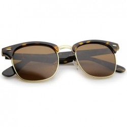 Square Polarized Lens Classic Half Frame Horn Rimmed Sunglasses 50mm - Tortoise-gold / Brown Polarized - C012NR0OTJN $11.87