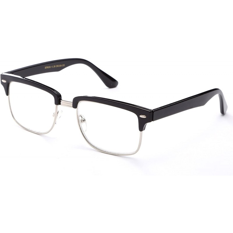 Square Babo" Slim Oval Style Celebrity Fashionista Pattern Temple Reading Glasses Vintage - 9054 Black/Silver - C511PBOG54H $...