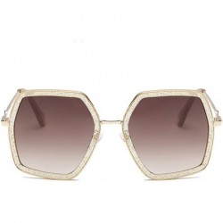 Oversized Oversized Fashion Square Sunglasses for Women Vintage Hexagon Brand Inspired Designer Shades - Champagne - CV199L7M...