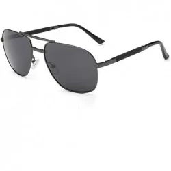 Aviator Fashion Polarized Sunglasses Protection - Black - CW197527Z5I $23.81