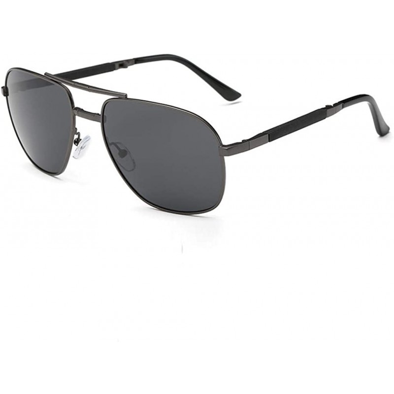 Aviator Fashion Polarized Sunglasses Protection - Black - CW197527Z5I $12.06