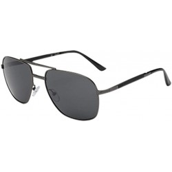 Aviator Fashion Polarized Sunglasses Protection - Black - CW197527Z5I $12.06