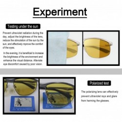 Square Night Vision Glasses for Driving Anti-glare Polarized Men Yellow HD Sunglasses - Silver - CQ18Y04EEU3 $22.45