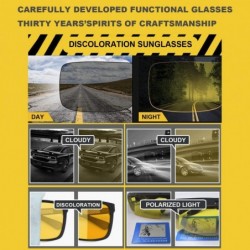 Square Night Vision Glasses for Driving Anti-glare Polarized Men Yellow HD Sunglasses - Silver - CQ18Y04EEU3 $22.45