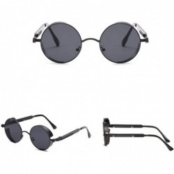 Shield Steampunk Side Shield Metal Round Sunglasses - Black - CB18RM6QIYX $17.59