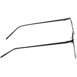 Cat Eye Oversized Women's Cat Eye Eyeglasses Metal Double Frame Clear Lens Slim Arms - Black - CL18EQ8TLAW $12.67