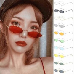 Oval Retro Vintage Oval Sunglasses Slender Metal Frame Oval Sunglasses Candy Colors for Man and Woman - K - C6196Z8MC4T $9.02