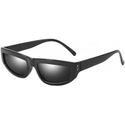Oversized Unisex Vintage Square Frame Sunglasses Retro Eyewear Fashion Radiation Protection New - Black - CN18SW24G52 $14.02