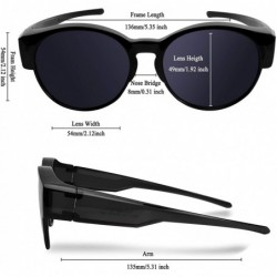 Round Polarized Fit Over Glasses Sunglasses with Oversized Cat Eye Frame for Men and Women - Black - C8199GL6ULO $18.42