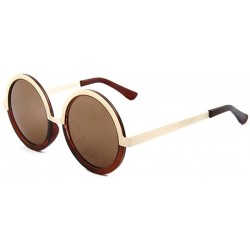 Oval Model Womens Sunglasses Retro Style Round Lens 2 Colors Frame - White/Brown - C811ZBUGY01 $23.82