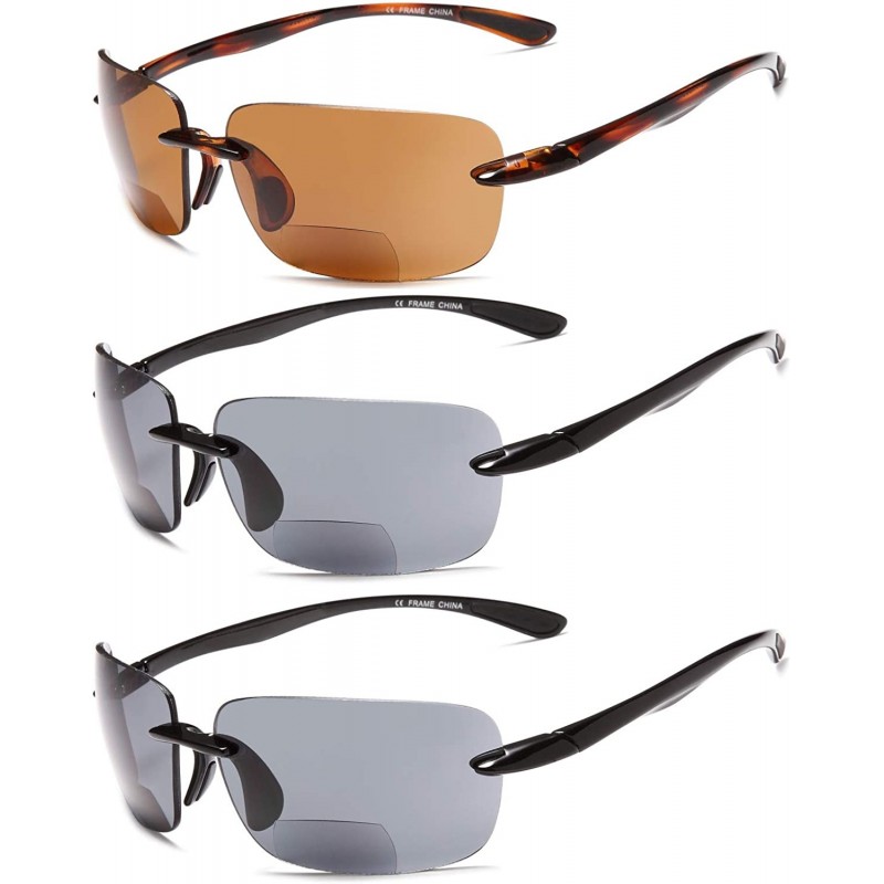 Round Bifocal Sport Sunglasses for Men and Women - 3 Pairs Sun Readers - 3 Pack - CJ1878R2ZEM $13.36