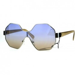 Shield Funky Octagonal Shield Retro Oversize Womens Fashion Sunglasses - Blue Brown - C6184EUIDLC $11.74