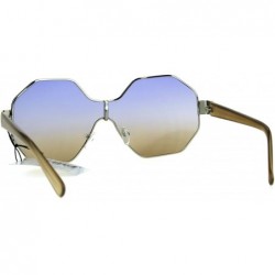 Shield Funky Octagonal Shield Retro Oversize Womens Fashion Sunglasses - Blue Brown - C6184EUIDLC $11.74