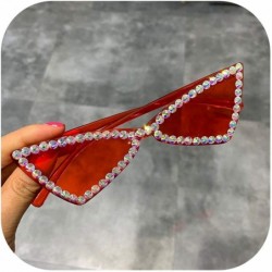 Cat Eye Sexy Cat Eye Sunglasses Women RimlVintage Rhinestone Sun Glasses Candy Color Eyewear Triangle Shades UV400 - Red - C4...