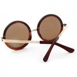 Oval Model Womens Sunglasses Retro Style Round Lens 2 Colors Frame - White/Brown - C811ZBUGY01 $23.82