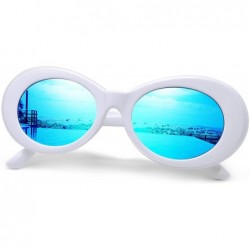 Goggle Polarized Sunglasses for Women Men - Retro Clout Sun Glasses with Oval Thick Frame - Blue - CP189UILXLZ $20.10