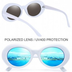 Goggle Polarized Sunglasses for Women Men - Retro Clout Sun Glasses with Oval Thick Frame - Blue - CP189UILXLZ $12.43