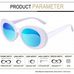 Goggle Polarized Sunglasses for Women Men - Retro Clout Sun Glasses with Oval Thick Frame - Blue - CP189UILXLZ $12.43