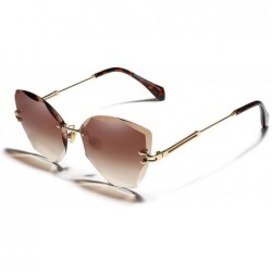 Rimless DESIGN Fashion Sun Glasses RimlWomen Sunglasses Vintage Alloy Frame Classic Shades Oculo - Brown Gradient - CZ197A2XW...