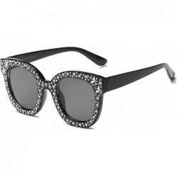 Cat Eye Women Fashion Round Cat Eye Designer Sunglasses - Black - C518I4AQWIX $18.00