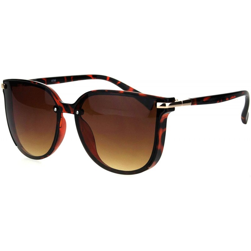 Rectangular Exposed Lens Mod Hipster Horn Rim Elegant Designer Sunglasses - Tortoise Brown - CI18I63U8SD $14.85