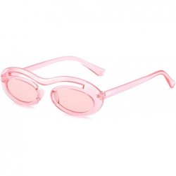 Oval Classic Retro Oval Sunglasses for Unisex PC AC UV 400 Protection Sunglasses - Pink - CF18SASR4O3 $27.46