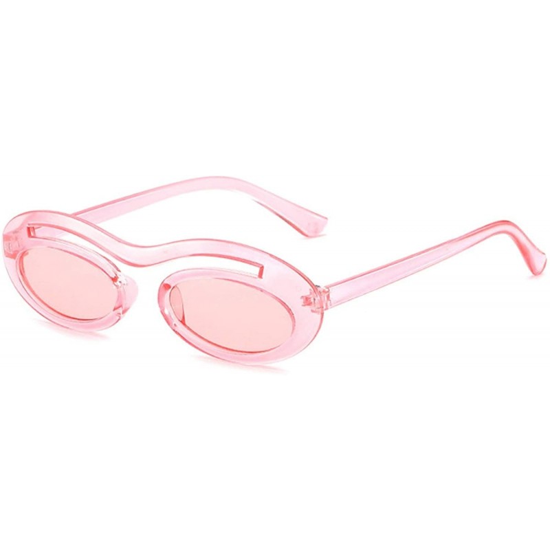 Oval Classic Retro Oval Sunglasses for Unisex PC AC UV 400 Protection Sunglasses - Pink - CF18SASR4O3 $18.81