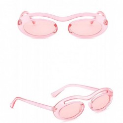 Oval Classic Retro Oval Sunglasses for Unisex PC AC UV 400 Protection Sunglasses - Pink - CF18SASR4O3 $18.81