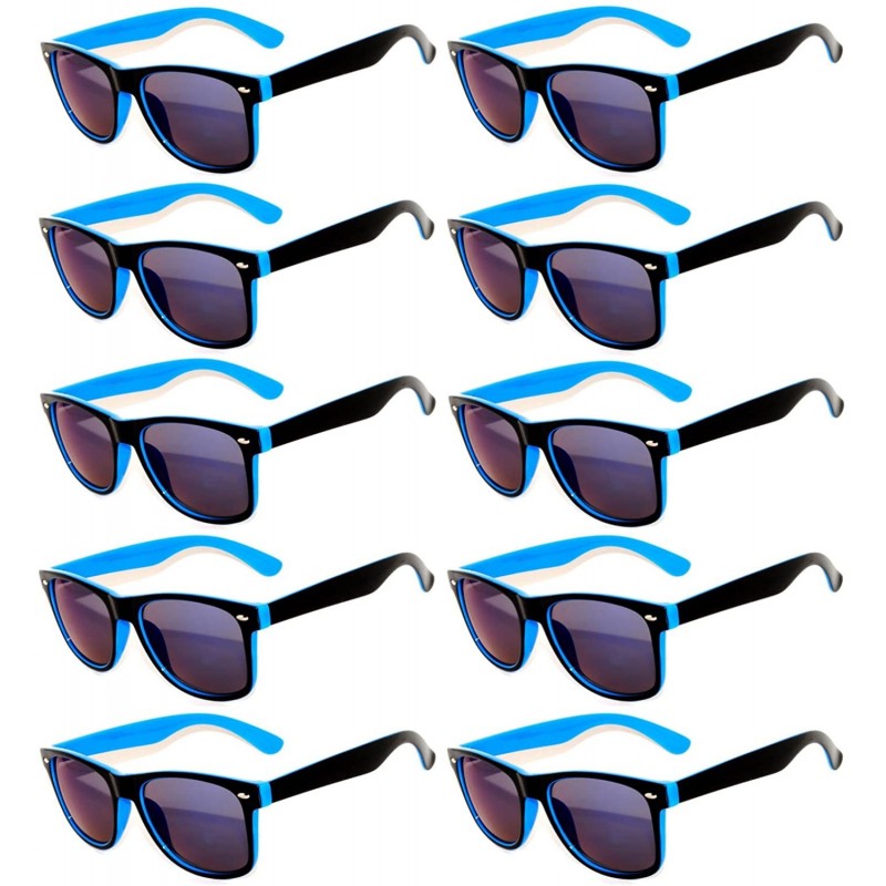 Rectangular Retro Vintage Two Tone Sunglasses Multicolor Mirror Lens 10 Pairs - 10 Pairs_blue - CG184QRN0NS $30.44