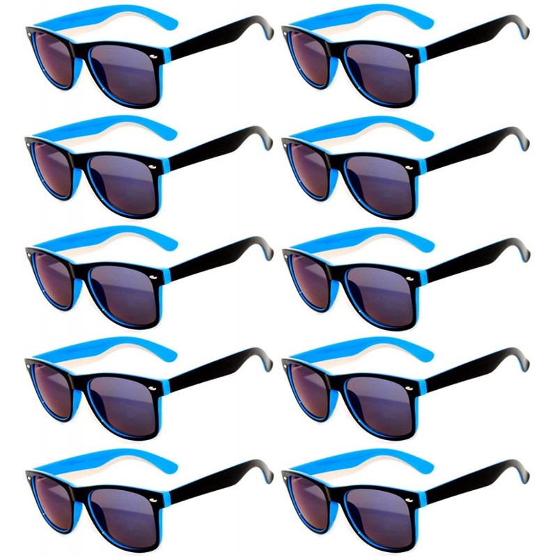 Rectangular Retro Vintage Two Tone Sunglasses Multicolor Mirror Lens 10 Pairs - 10 Pairs_blue - CG184QRN0NS $30.44