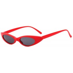 Oval Cat Eyes Sunglasses for Women - Vintage Oval Round Cat eye Sunglasses Goggle - Red/Grey - CB18ET84GIU $17.75