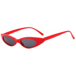 Oval Cat Eyes Sunglasses for Women - Vintage Oval Round Cat eye Sunglasses Goggle - Red/Grey - CB18ET84GIU $7.91